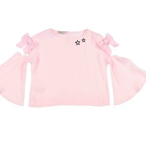 Italian design PINKO kids, luxury brand blouses in ivory and pink color. #twins